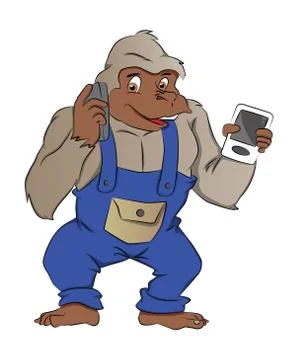 Gorilla with Gadgets, illustration Stock-Illustration