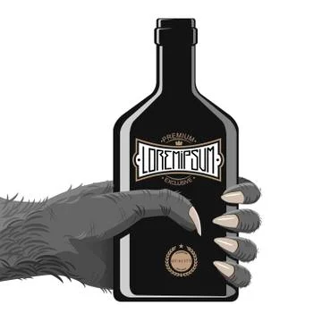 Gorilla Hand with bottle Stock Illustration
