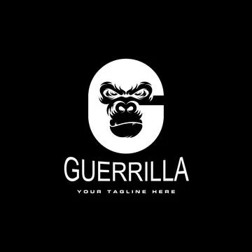 Gorilla head in angry expression with in circle or ellipse like letter G or C Stock Illustration