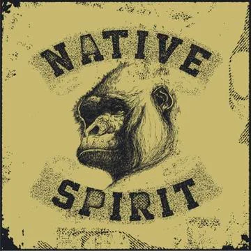 Gorilla head . Hand drawn. Vector eps8 Stock Illustration