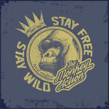 Gorilla head . Hand drawn. Vector eps8 Stock Illustration