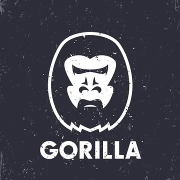 Gorilla head logo element with grunge texture Illustrazione stock