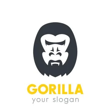 Gorilla head logo element over white, vector illustration Ilustração Stock