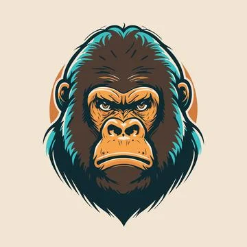 Gorilla head logo mascot design template. monkey logo Vector illustration Stock Illustration