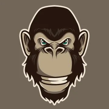 Gorilla Head Mascot Illustration Vector in Cartoon Style Stock Illustration