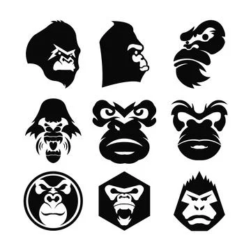 Gorilla head vector Stock Illustration