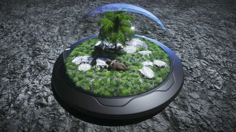 Gorilla idle on the moon oasis. 3d rendering. Stock Footage 132542518