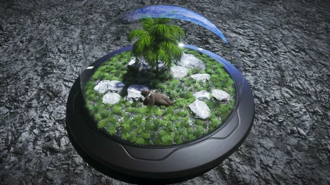 Gorilla idle on the moon oasis. 3d rendering. 動画素材 132542617