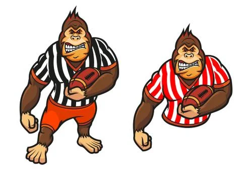 Gorilla player with rugby ball Stock Illustration