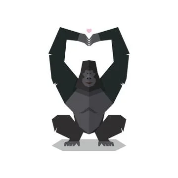 Gorilla pose hands in shape of heart Stock Illustration