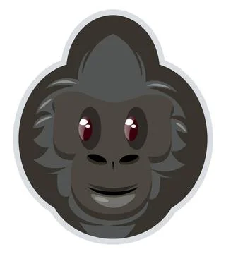 Gorilla with reddish eyes, illustration, vector on white background. Goril... Stock Photos