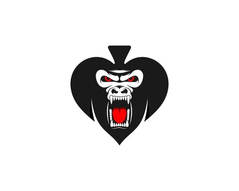 Gorilla roar in the ace spade shape Stock Illustration