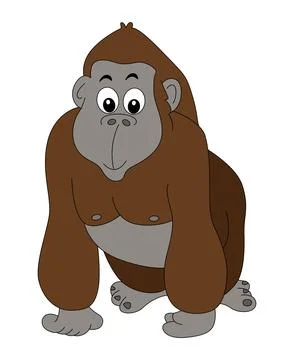 A gorilla smiling on a white background Stock Illustration