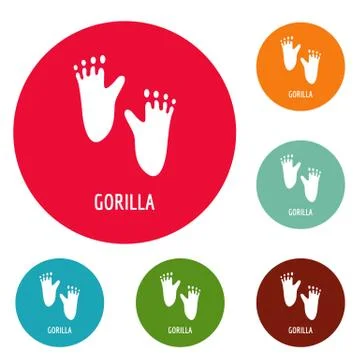 Gorilla step icons circle set vector Stock Illustration