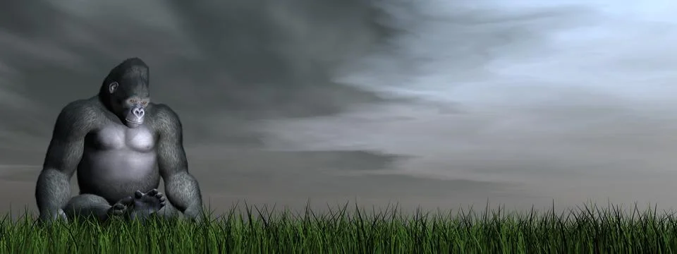 Gorilla thinking - 3D render Stock Illustration