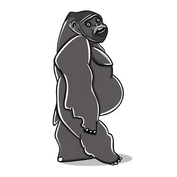Gorilla vector hand drawn color illustration ,doodle illustration Stock Illustration