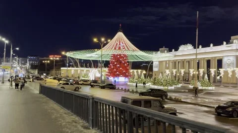 Gorky Park at night Video stock 296086591