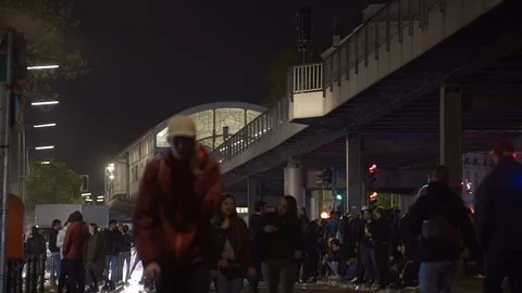 Gorlitzer Bahnhof u-bahn train station, many people in street, Berlin, Germany Stock Footage 90600542