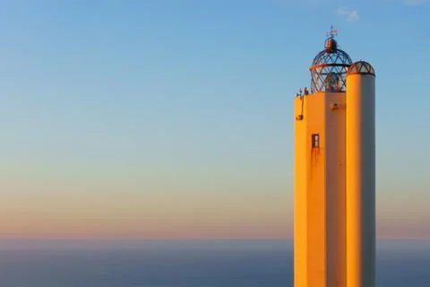Gorliz lighthouse at sunset Stock Photos