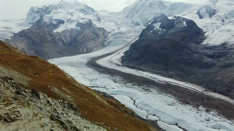 Gorner Glacier Flyover Stock Footage 300711793