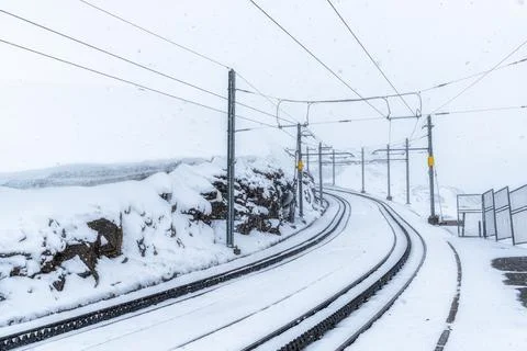 Gornergrat Bahn in Snow Stock Photos