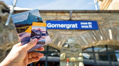 Gornergrat booklet and ticket in hand Stock Photos