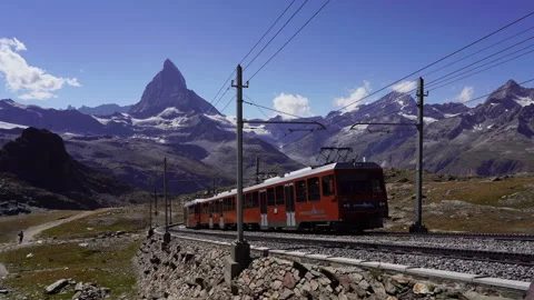 Gornergratbahn and Matterhorn Stock Footage 156891707