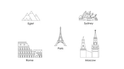 Города и страны. 库存插图