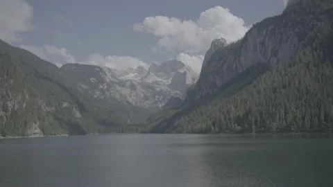 Gosausee landscape view lake with mountains, slog3 Stock Footage 166649130