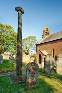 Gosforth ancient viking cross Stock Photos