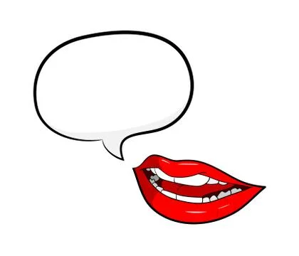 Gossip Red Lips Talking with Speech Bubble Stock Illustration