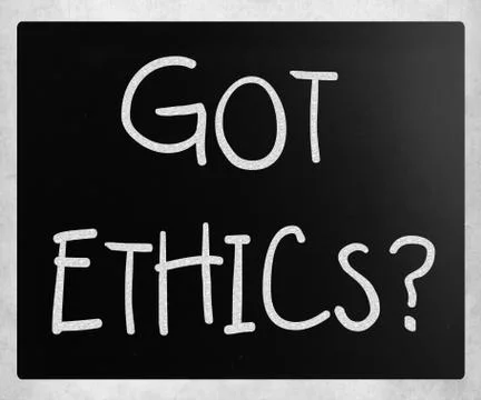 "got ethics?" handwritten with white chalk on a blackboard Stock Illustration
