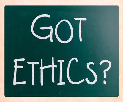 "got ethics?" handwritten with white chalk on a blackboard Stock Illustration