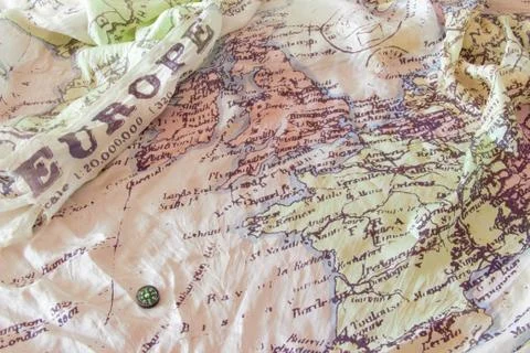 Got a map and a compass silk europe map and compass - escape and evasion butt Stock Photos