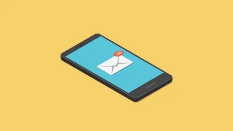 Got new email notification on smartphone. Alpha channel. Isometric design Stock Footage 114976404
