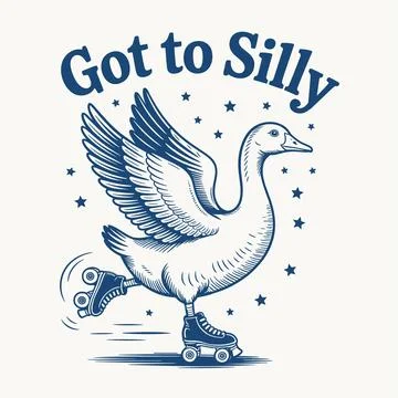 Got to Silly Goose Roller Skating T Shirt Graphic Design Funny Animal Vinta.. Stock Illustration