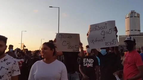 GotaGoGama Sri Lanka Ceylon Protest Galle Face Colombo Posters Stock Footage 181506829