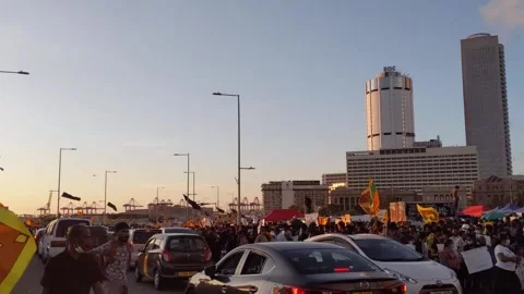 GotaGoGama Sri Lanka Ceylon Protest Galle Face Colombo Flags Stock Footage 181506830