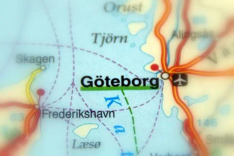Gotenborg on a map Stock Photos