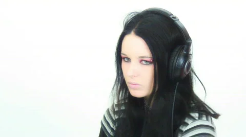 Goth girl and headphones 5 really digging it