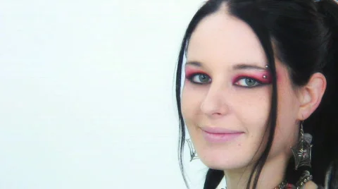 Goth Girl - Close ups - 10 - silly bullwinkle impression Stock Footage