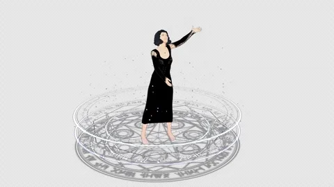 Goth Witch In Ritual Circle Animation Stock Footage 345264768