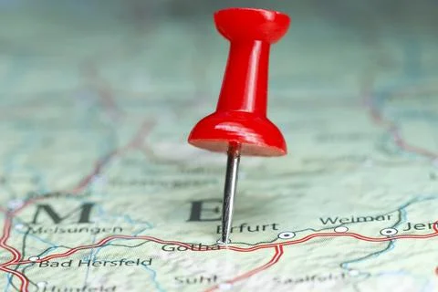 Gotha pin on map of Germany Stock Photos