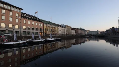 Gothenburg sunset reflection Stock Footage 245262051