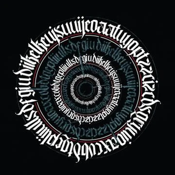 Gothic abstract calligraphy on Black background. Stock Illustration