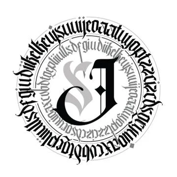 Gothic abstract Circle / Round calligraphy isolated on White Background. Stock Illustration