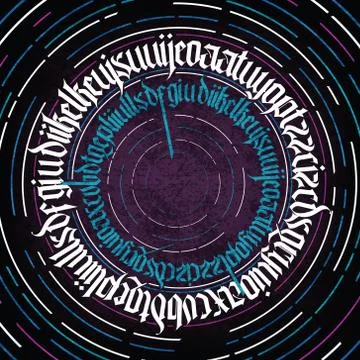 Gothic abstract of modern blue calligraphy on Black background. Stock Illustration