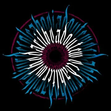 Gothic abstract of modern blue calligraphy on Black background. Stock Illustration