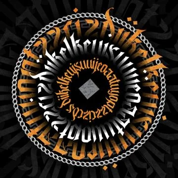 Gothic abstract of modern white calligraphy on Black background. Stock Illustration