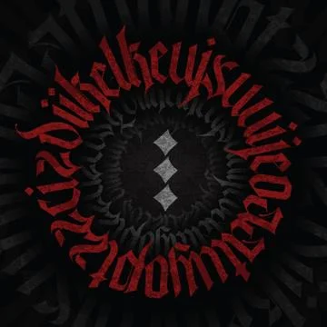 Gothic abstract red calligraphy on Black background. Ready for textile prints. Stock Illustration